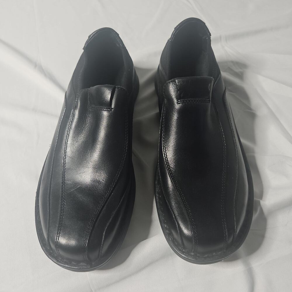 Timberland Men's 9 9.5 Black Leather Loafers Precision Fit Slip On Dress Shoes